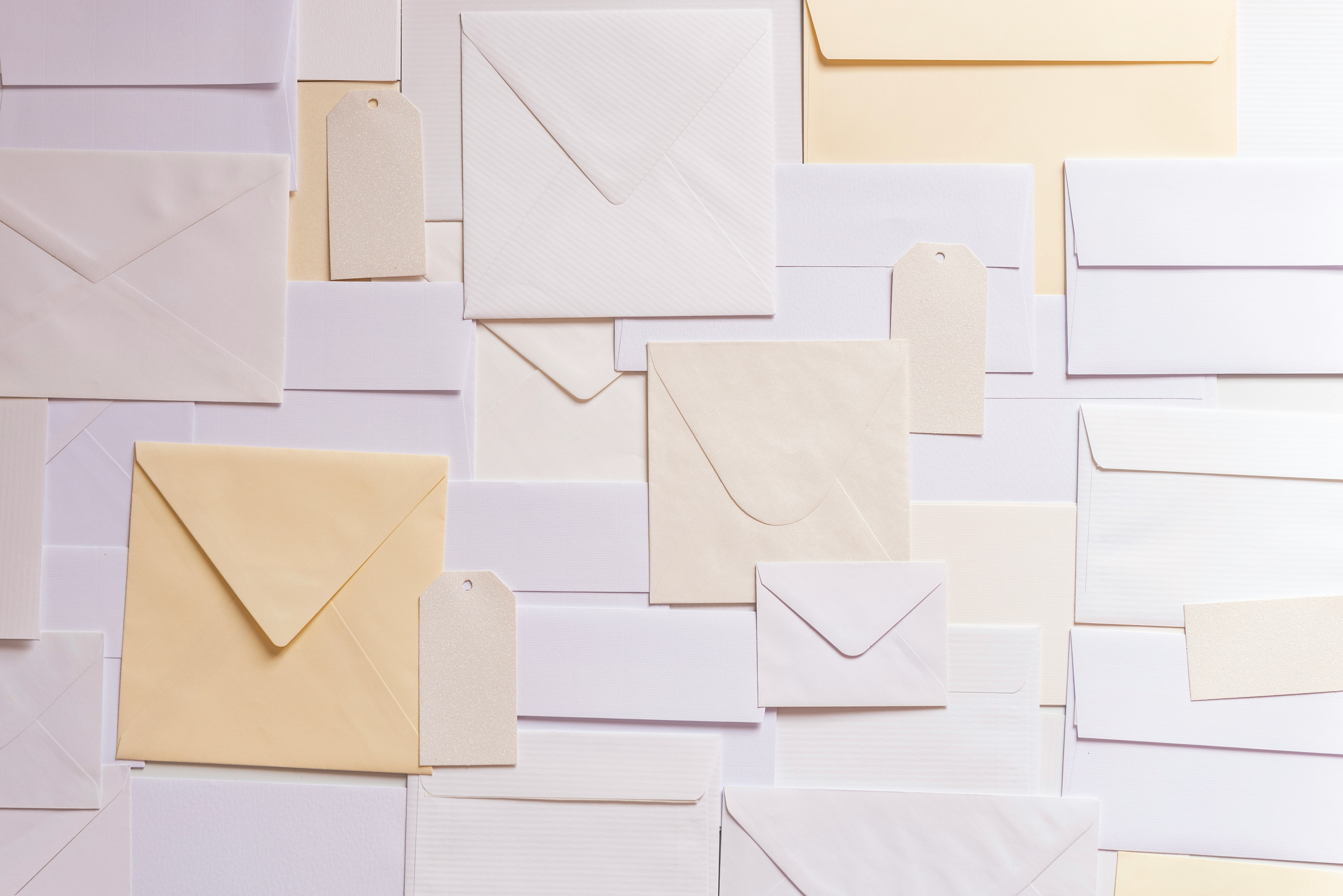 envelopes stuck to a wall